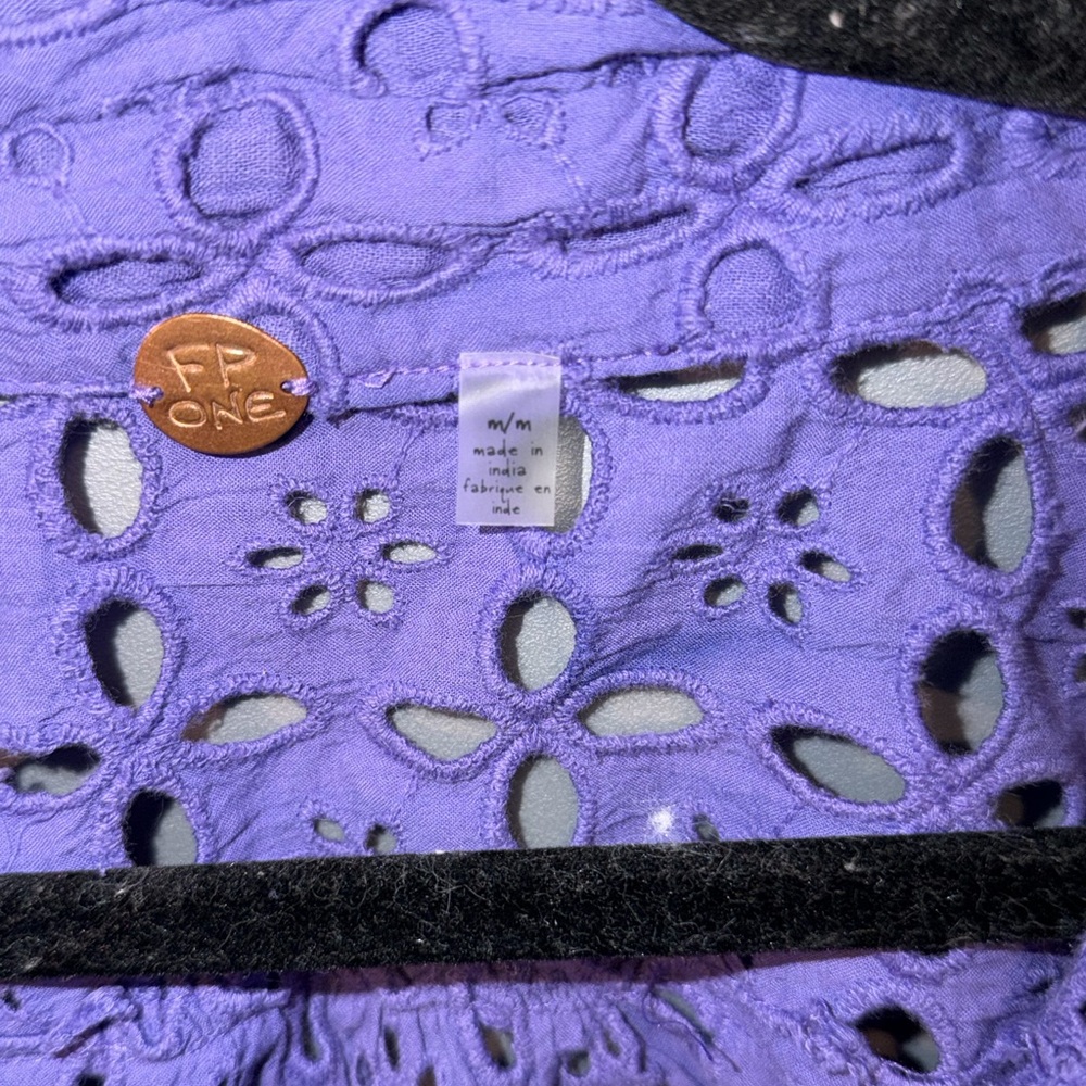 Lilac Crochet Eyelet Button-Down Shirt - Women's Lightweight Layering Top - Picture 2 of 3